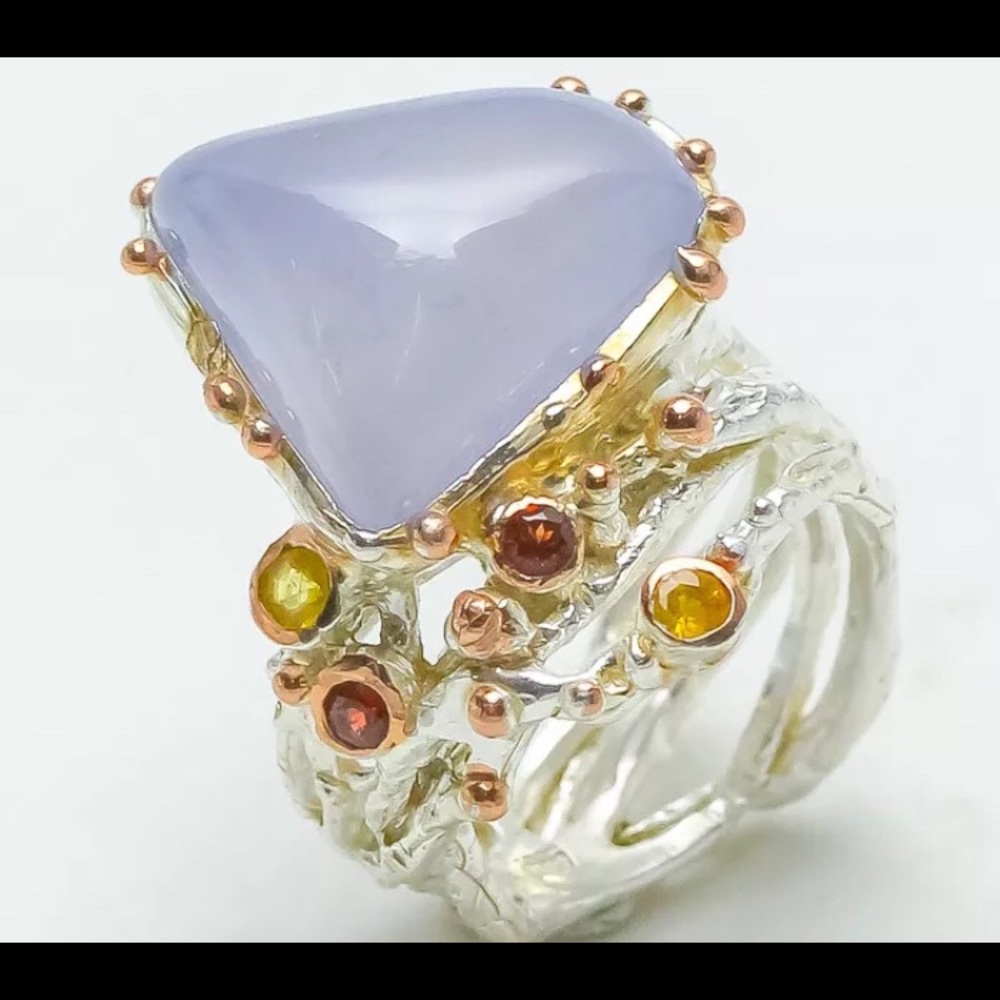 Natural Chalcedony sterling silver Ring